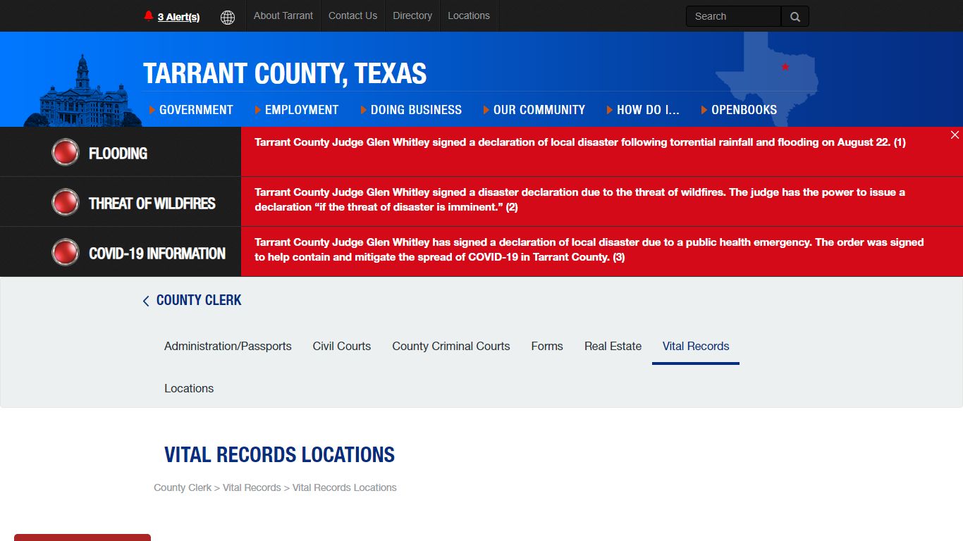 Vital Records Locations - Tarrant County TX